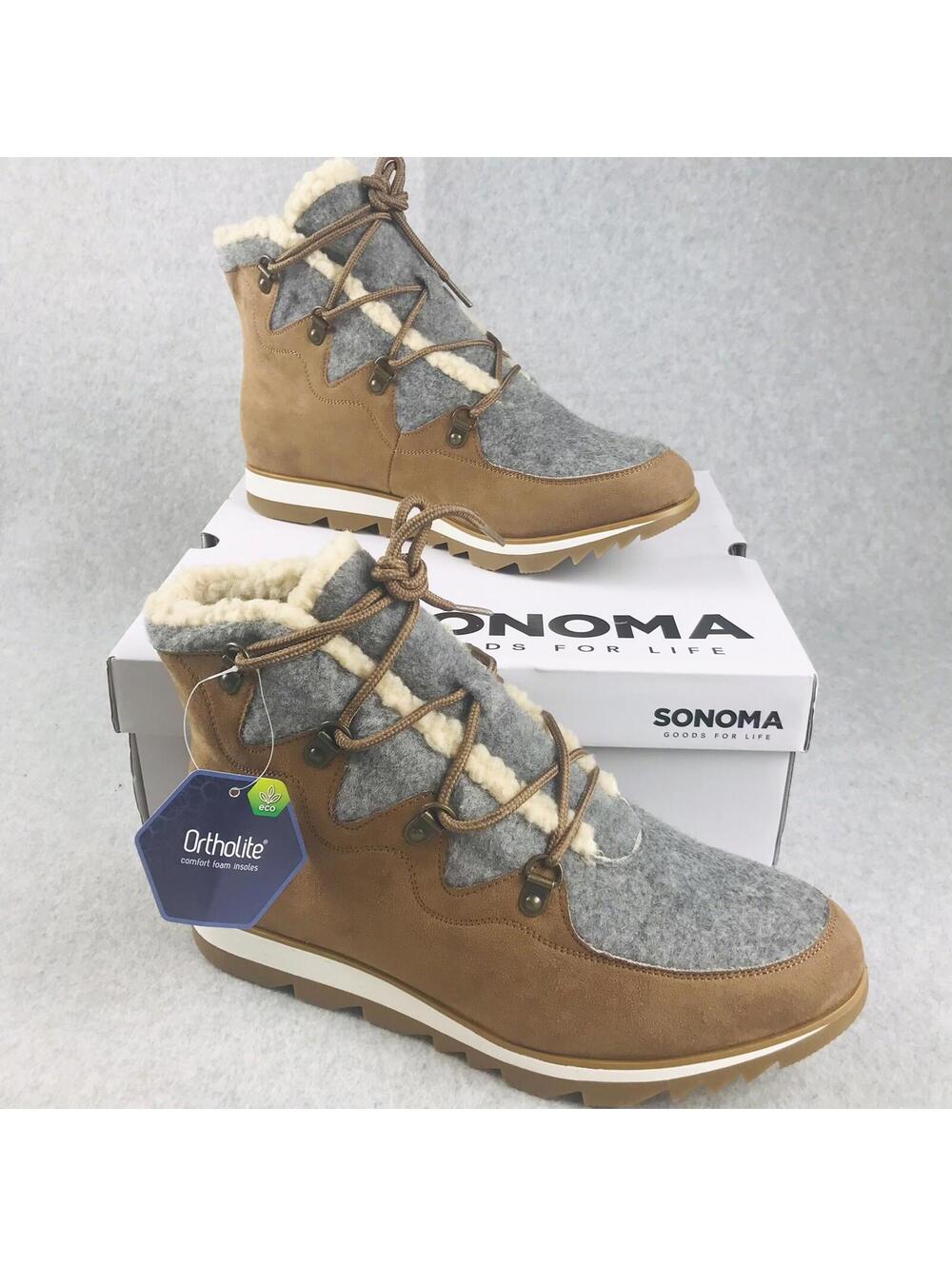 Sonoma Fleece Lining Wool Accent Women's Hiking Boots Size 10 Retail $70 New